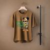 Camiseta de manga corta para hombre, marca de moda de verano, suelta, de cinco puntos, manga, 2024, nueva camiseta con estampado simple de Internet Ins.