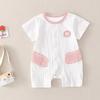 Traje de una pieza de algodón puro de manga corta para bebé, fino de verano para bebés niños y niñas, recién nacidos, de un año, mameluco, traje de gateo