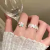 Anillo de Flor de Dopamina Versión Coreana para Mujer, Dulce Diseño de Nicho Ins, Anillo Versátil para Dedo Índice con Apertura Ajustable