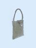 Bolso pequeño cuadrado retro de metal con cuentas a juego, bolso de mano para teléfono móvil, bolso tejido a mano, novedad de 2024
