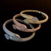 Pulsera abierta de cobre de alta calidad con circonita exquisita, chapado en oro real, llena de circonita, marca de moda europea y americana, pulsera para hombre y mujer, exportación