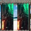 Cortinas Estampadas Personalizadas Estilo Música Eletrônica Dinâmica para Corrida ao Ar Livre, Cortinas Blackout para Varanda, Design Espelhado Cruzado, Dropshipping Disponível