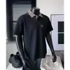 Camisa Polo de Manga Corta con Retazos de Espiga Estilo Americano para Hombre Verano High Street Cuello Camisero Manga Media Hombro Normal