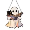 Decoración colgante de acrílico de fantasma de Halloween bestseller transfronterizo, decoración de ventana de fantasma de dibujos animados, manualidades decorativas para colgar en la pared del hogar