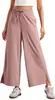 2026 Amazon Ropa para Mujer Estilo Europeo y Americano Pantalones Ligeros de Pierna Ancha Cintura Alta Sueltos Moda Pantalones Casuales con Abertura para Mujer