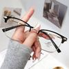 Nuevas gafas de lectura anti-luz azul para hombres y mujeres, de cara grande, de medio marco, con protección ocular ensanchada, antirradiación, para negocios, con marco para cejas, gafas de lectura