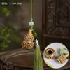 Sândalo verde escultura vintage oco acessório sachê chaveiro alça de telefone bolsa pingente de carro acessório Hanfu natural