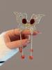 Pasador de Pelo Antiguo Rosa Roja Mariposa Borla para Mujer Parte Posterior de la Cabeza Pinza Grande de Agarre Pinza de Tiburón de Alta Gama Adorno para la Cabeza
