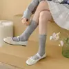 Calcetines de pantorrilla estilo ballet para mujer, verano, malla fina, ligeros, transpirables, estilo japonés, calcetines de felpa Lolita grises para mujer