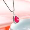 Joias de Prata Prata Tailandesa Artesanato Fino Colar Transfronteiriço S925 Acessório de Prata Pingente de Gota Corindo Vermelho Lapidado Tendência Novo Produto