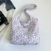Bolsa tote de algodão matelassê com estampa de desenho animado, bolsa de ombro feminina, bolsa de mão de lona de grande capacidade
