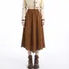 Nueva falda de gamuza tallada con láser para otoño e invierno, falda midi irregular hueca, falda larga vintage para mujer