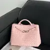 Bolsa Tote Tecida Exclusiva de Couro Bovino Transfronteiriça Grande Capacidade Bolsa para o Dia a Dia Bolsa de Mão Ombro Transversal de Couro Genuíno de Alta Qualidade para Mulheres