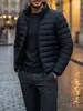 Chaqueta de Algodón para Hombre con Cuello Alto Personalizada, Color Sólido, Ligera, Cortavientos, Informal, Cálida, Abrigo de Algodón Acolchado, Ropa para Hombre Transfronteriza