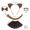 Traje de Tutú con Orejas de Gato y Estampado de Leopardo Transfronterizo para Niños, Disfraz de Halloween, Máscara, Diadema de Animales de Dibujos Animados para Niños
