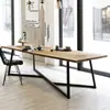 Mesa e Cadeira de Escritório Modernas Simples de Madeira Maciça Combinação Mesa para Computador de Mesa Mesa para Funcionários Mesa Longa Retangular