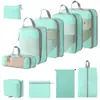 Set de 10 Bolsas de Almacenamiento de Viaje de Compresión Cuidadosamente Seleccionadas, Bolsa de Almacenamiento de Malla con Cordón para Empacar por Separado, Bolsa Organizadora para Equipaje, Maquillaje y Artículos de Tocador