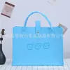 Bolso de Mano de Gato de Fieltro Nuevo Lindo Oso de Dibujos Animados Simple Color Sólido Bolsa de Compras Gran Capacidad Bolso Tote Portátil