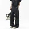 Pantalones de traje grises fluidos de pierna ancha para mujeres y hombres, primavera vintage cleanfit de alta gama rectos ajustados casuales