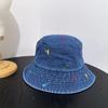 Bonito desenho animado bordado denim pescador chapéu feminino moda all-match estilo ocidental rua casual texto bacia chapéu para rosto vitrine moderno