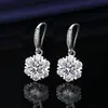 Pendientes de plata de ley S925 con circonitas de seis garras para mujer, accesorios brillantes y populares.