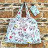 Bolsa de compras plegable ecológica de alta calidad al por mayor de fábrica original con estampado de dibujos animados, patrón de corazón de niña linda, bolsa de almacenamiento para compras