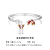Pulsera Abierta Rueda de la Fortuna Flor de Loto Mariposa Plateada para Mujer, Estilo Chino de Lujo Ligero Versátil de Gama Alta, Pulsera de Plata Pura