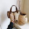 2025 Nuevo Bolso Cubo de Paja de Verano, Bolso de Mano Ligero y Transpirable de Moda Nicho Casual Estilo Pastoral Vacacional