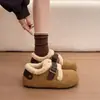 Botas de Neve Grossas Antiderrapantes Wangdins com Pelúcia Plus para Mulheres Outono Inverno Novos Sapatos de Algodão com Solado Plano de Pelúcia Plus Sapatos Birkenstock