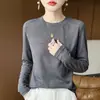 Suéter de Tricô Fino Lyocell Estilo Coreano com Gola Redonda para Mulheres, Nova Coleção Primavera/Verão 2026, Camisa Básica Versátil Simples, Top Elegante