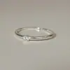 Anillo de Plata de Ley S925 Pequeño Cubo de Azúcar con Diamante para Mujer, Anillo de Par de Dedo Índice Versátil de Lujo Ligero de Nicho, Joyería Nueva de Moda