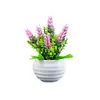 Atacado Conjunto de Plantas Artificiais de Lavanda em Vasos Mini Ornamento de Planta Verde Artificial para Mesa Espiga de Trigo Flor Falsa Pequeno Bonsai