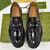 Zapatos de Piel de Lujo para Hombre Capa Superior Piel de Vaca Cuero Dividido Patrón de Cocodrilo Mocasines Horsebit Charol Vestir Casual Negocios