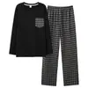 Pijama para adolescentes, conjunto casual de manga larga con dibujos animados para hombre, primavera y otoño, ropa para dormitorio de estudiante de secundaria, ropa de estar para otoño e invierno, conjunto de dos piezas