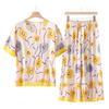2025 Novo Estilo Algodão Seda Roupa para Mãe de Meia-idade Fina Alta Qualidade Manga Curta Calças Respirável Roupa de Casa conjunto