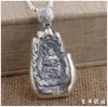 Colgante Buda Natal de Plata de Ley 999 Plata Pura Retro Año del Buey Buda Patrón Ocho Manos Collar para Hombres y Mujeres