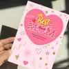 Set de Tarjetas de Felicitación Temáticas para el Día de la Madre Transfronterizo, Tarjetas Rosas Lindas Hechas a Mano, Mensajes de Bendición para Armar, Notas de Agradecimiento