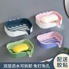 Estante Jabonera Baño Doble Capa Color Contrastante Creativo Escurridor Hogar Montado en Pared Sin Perforaciones Jabonera