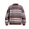 Suéter Mágico de Oso Otoño/Invierno Cuello Redondo, Estilo Casual, Tejido Jacquard Fair Isle Retro Americano Navideño, Abrigo Cálido