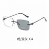 Nuevas Gafas de Sol de Moda Sin Marco con Diamantes, Gafas de Sol Metálicas Retro, Gafas de Sol con Protección UV que Cambian de Color, Modernas
