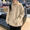 Camiseta de manga larga con cuello alto bordado y forro polar grueso estilo Hong Kong