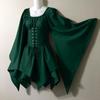 Novo vestido medieval renascentista de manga longa sino costura vestido longo