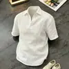 Camisa Polo de Lino de Manga Corta Estilo Old Money para Hombre, Verano, Delgada, Casual, Camiseta, Top de Algodón y Lino para Jóvenes, Moderno