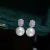 Accesorios DIY Plata de Ley S925 Microincrustación Perla Colgante para Pendientes Set Montura Vacía Colgantes para Pendientes Semi-terminados 7-12mm