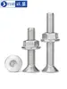 Juego de tornillo y tuerca de acero inoxidable 304 con cabeza avellanada hexagonal para herrajes de muebles, combinación de tornillo de cabeza plana y tuerca de brida