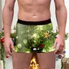 Comércio Exterior Transfronteiriço Roupa Íntima Masculina Estampada de Natal Estilo Novo Europeu e Americano Confortável e Respirável Seda de Leite Boxer de Cintura Média