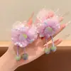 Faixa de cabelo de malha com flor e fruta para crianças, elástico de cabelo para meninas pequenas, flor de cabelo, anel de cabelo, elástico para coque de menina, acessório de cabelo