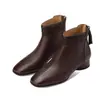 First Encounter Temporada 2026 Outono/Inverno Novas Botas Curtas Femininas Salto Baixo Bico Quadrado Pequeno Cano Curto Botas Moda para Mães