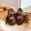 Zapatos Pequeños de Cuero para Niñas 2026 Primavera y Otoño Nueva Versión Coreana Correa Cruzada Velcro Mary Jane Zapatos de Princesa Versátiles