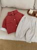Ropa de Año Nuevo Engrosada para Bebé Niño con Forro Polar 2025 Invierno Nuevo Chaqueta Festiva Roja Cálida con Solapa Acolchada de Algodón para Niña
